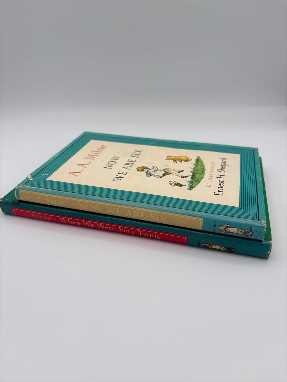 Vintage A. A. Milne Set — When We Were Very Young & Now We Are Six (Green, Teal) - Picture 2 of 13